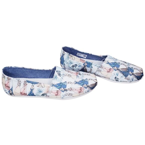 **NWT DISNEY X TOMS Classic Blue Cinderella Printed Canvas Shoes Women's US8.5** - Picture 7 of 15